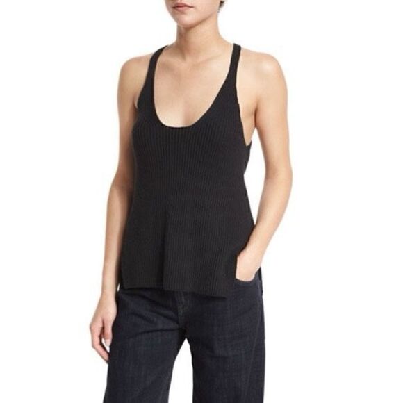Helmut Lang Ribbed Cotton Racerback Sweater Tank - Picture 1 of 11